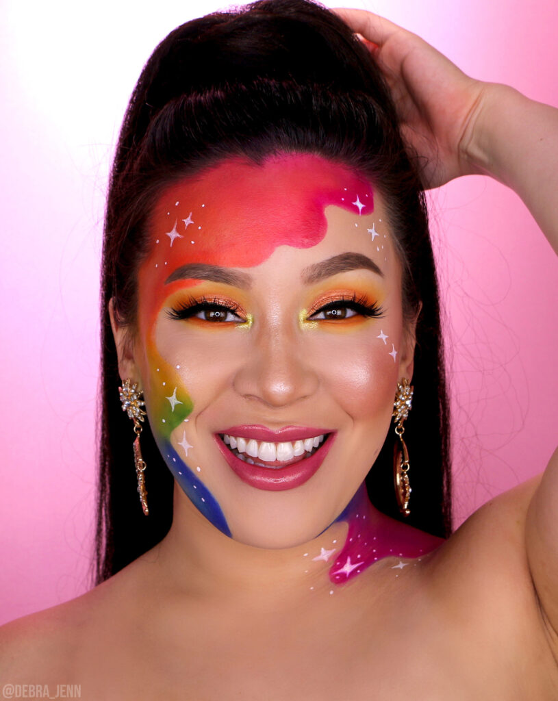 Rainbow Face Paint Makeup Look