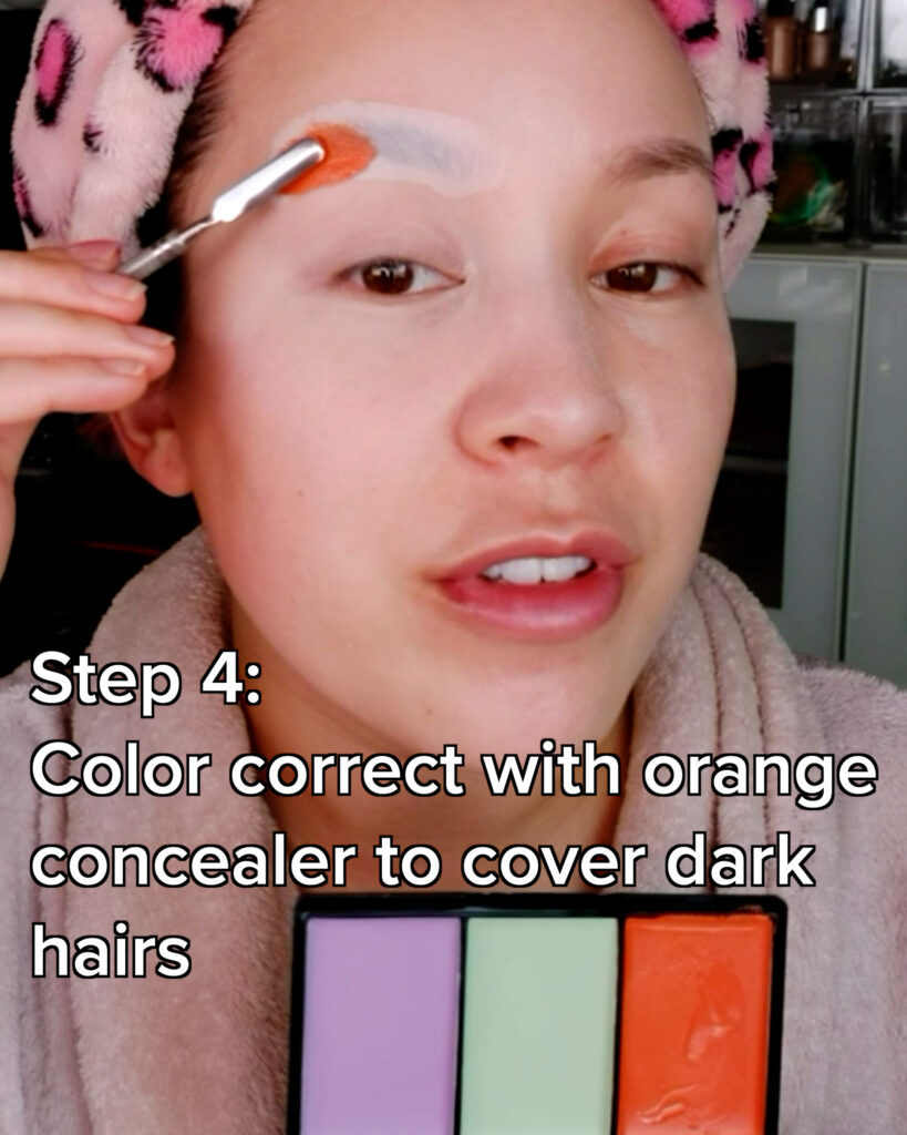 use orange concealer to color correct eyebrows