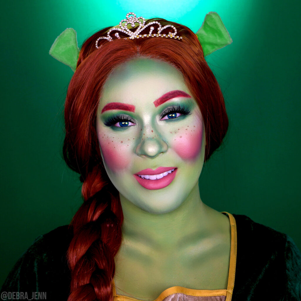 debra jenn in princess fiona cosplay makeup from shrek
