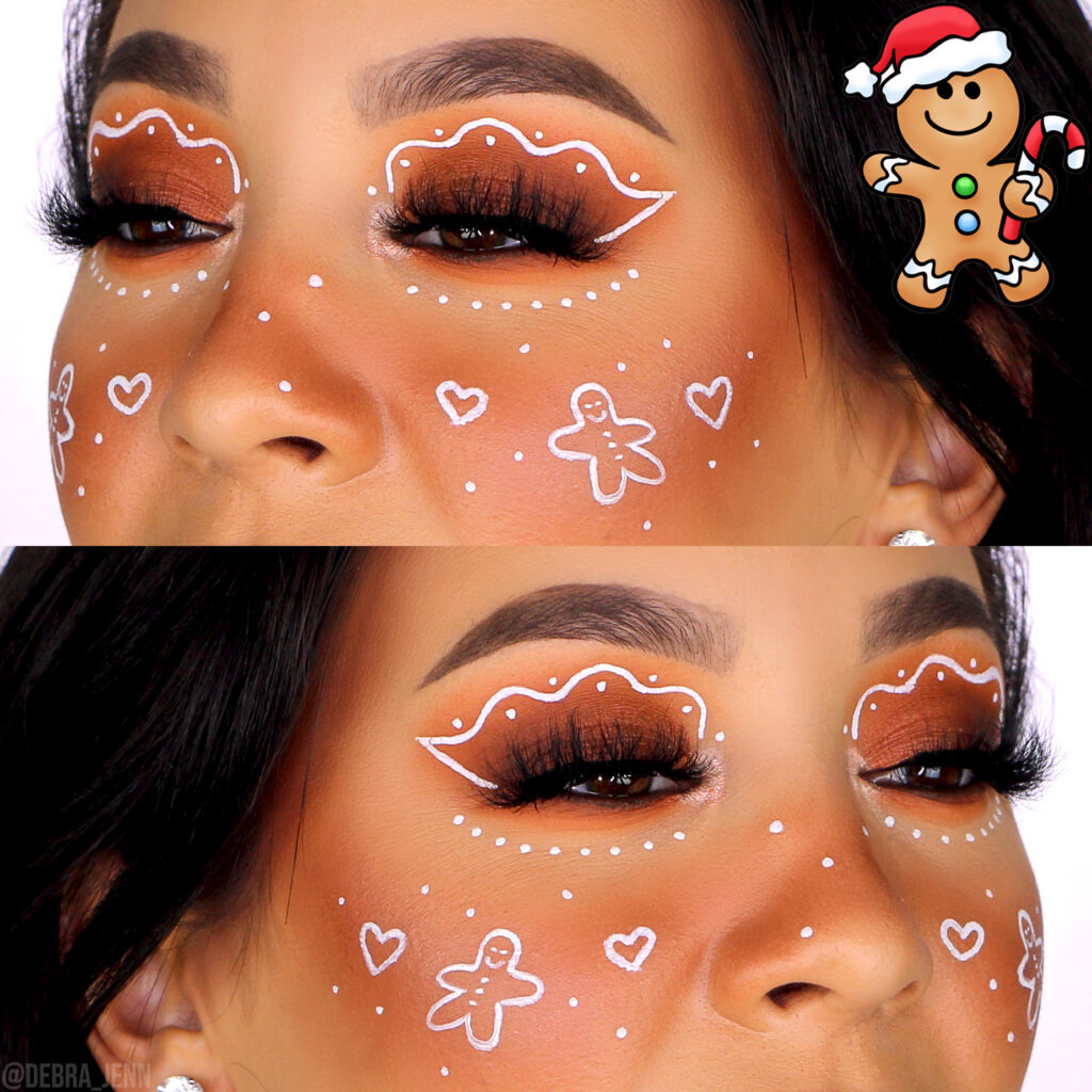 Debra Jenn in gingerbread eyeshadow, a cute christmas makeup idea!
