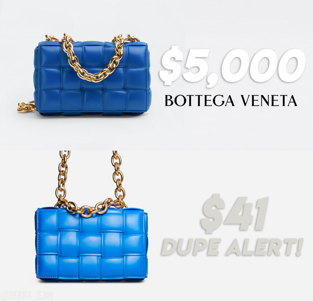 blue Bottega Veneta Cassette Bag Dupe
