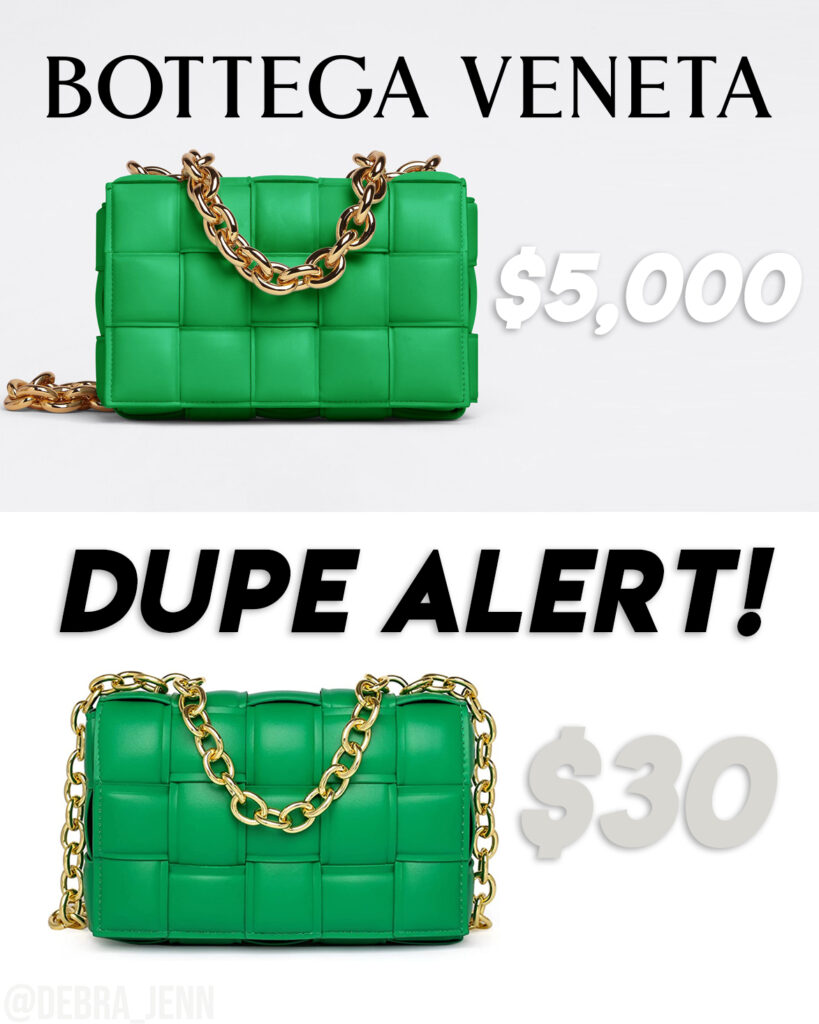 green Bottega Veneta Cassette Bag Dupe