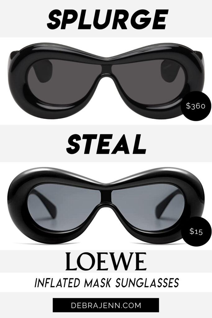 loewe sunglasses dupe: loewe black inflated mask glasses