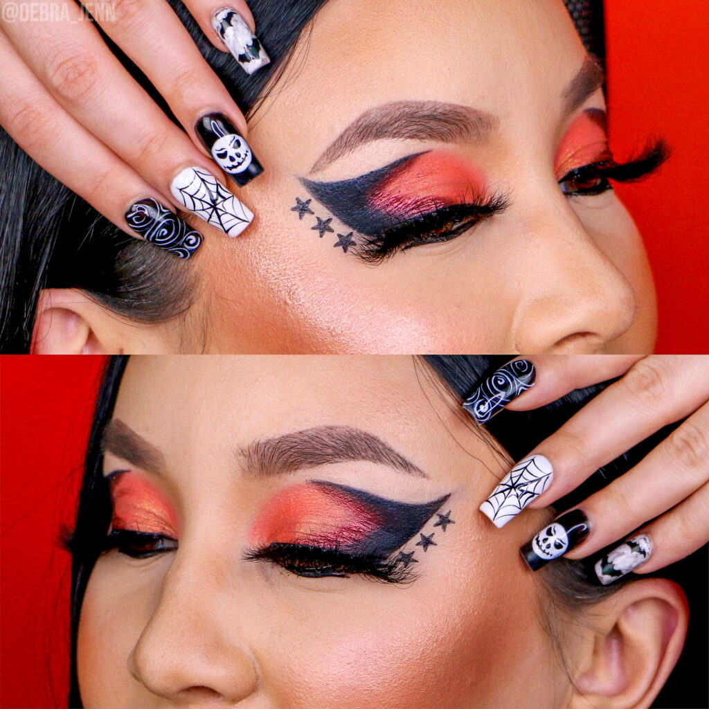 halloween eye makeup looks - orange and black eyeshadow